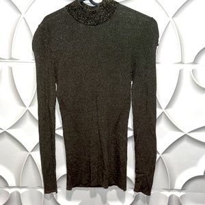 Dreyden olive glitter ribbed sweater V29